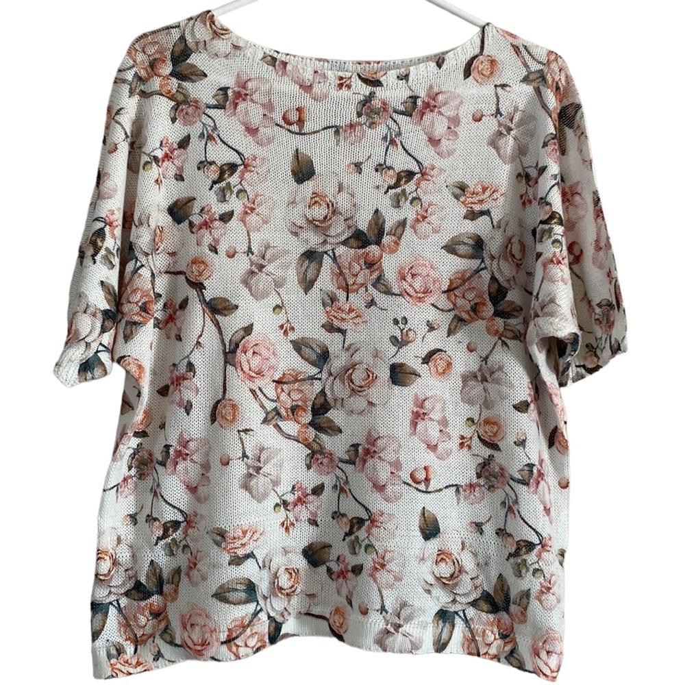 Luisa Ricci Floral Print Knit Top Made in Italy Size L